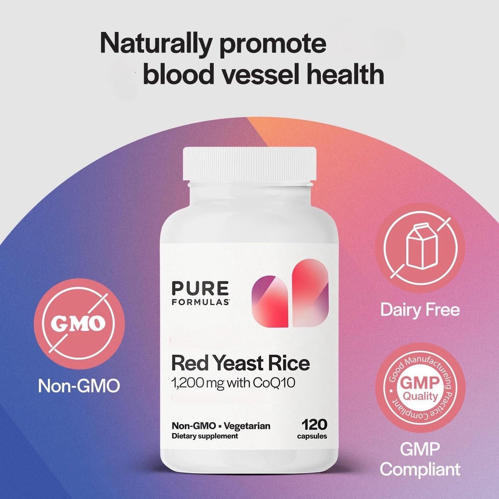 Back of PureFormulas Red Yeast Rice bottle displaying ingredient list