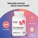 Back of PureFormulas Red Yeast Rice bottle displaying ingredient list