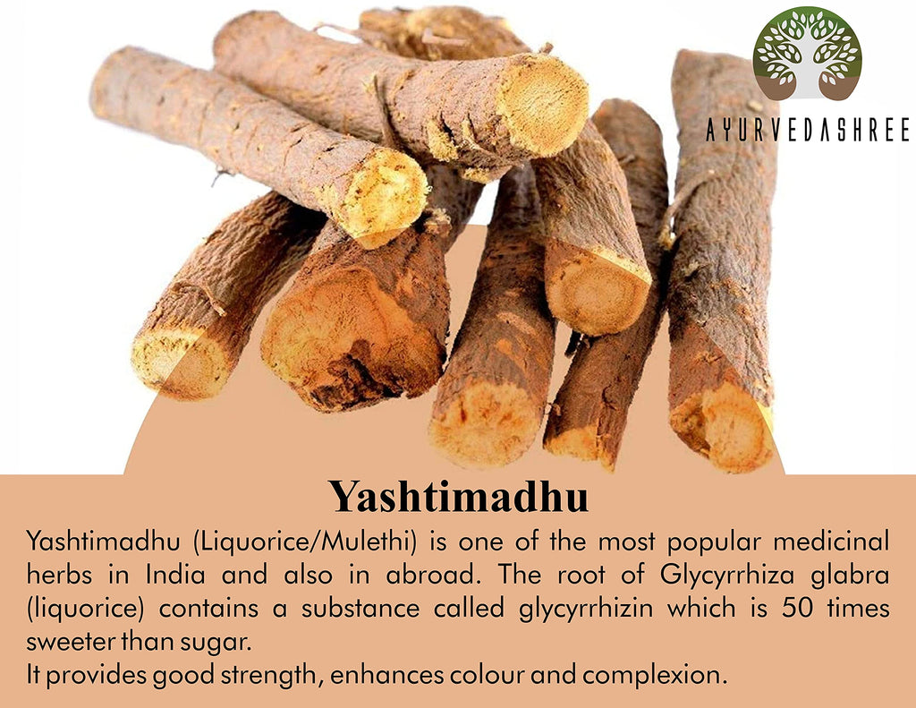 Close up of natural Yashtimadhu licorice root powder texture