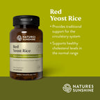 Nature's Sunshine Red Yeast Rice capsules container placed on a clean wellness background