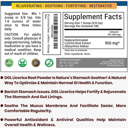 Side profile of Kidney Restore DGL Licorice Root Powder jar
