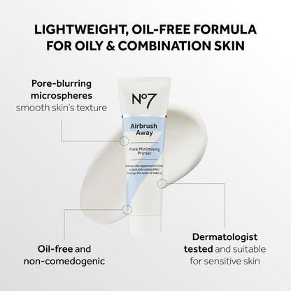 Back of No7 Airbrush Away primer tube with product details