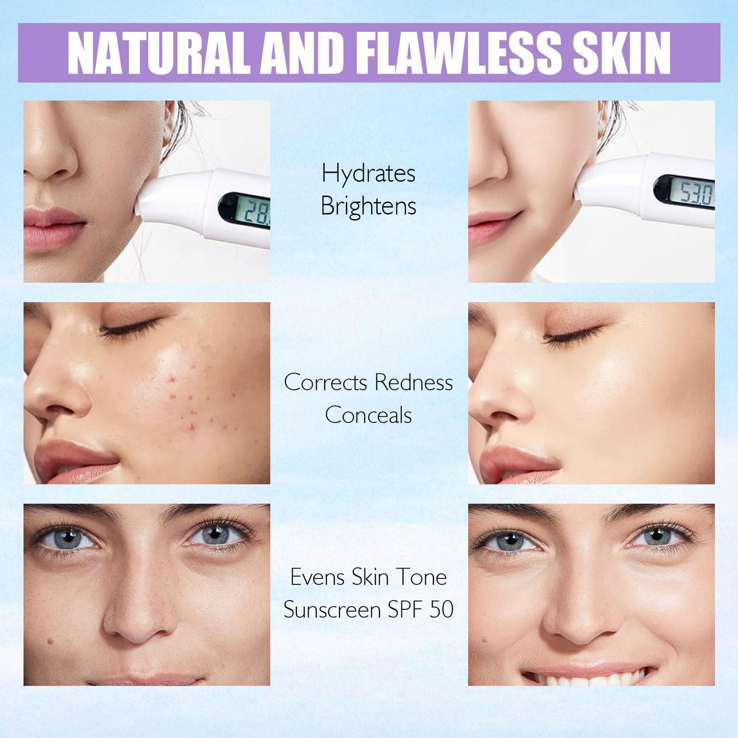 LSxia face primer oil control before and after application comparison on skin