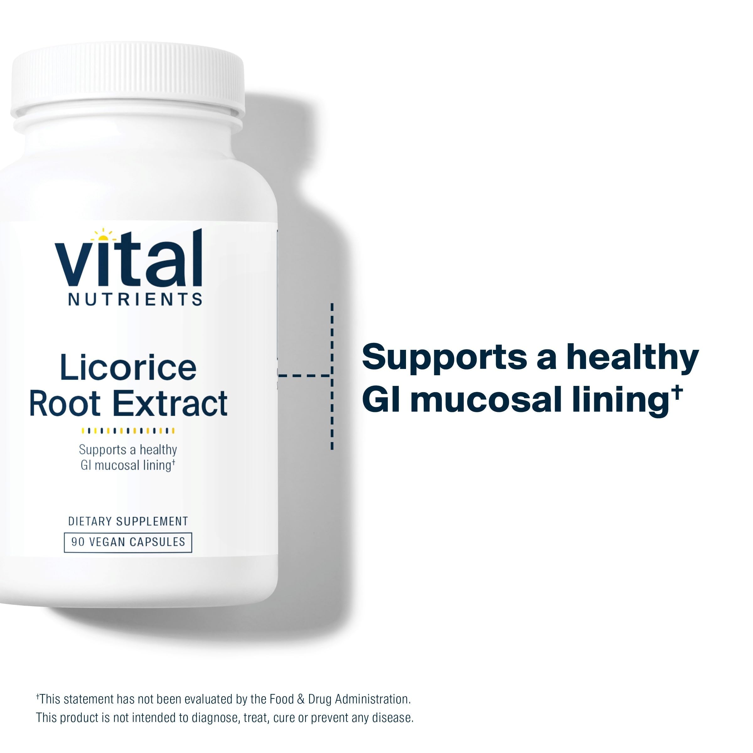 Vital Nutrients Licorice Root 90 vegan capsules supplement facts label