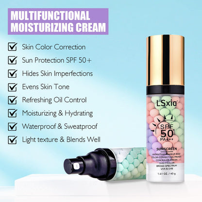 LSxia primer for face before makeup showing matte finish texture skin integration