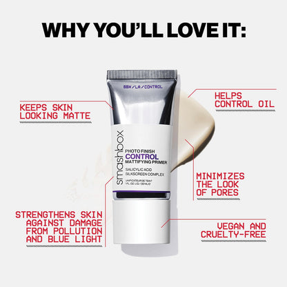 Back view of Smashbox Control Mattifying primer label