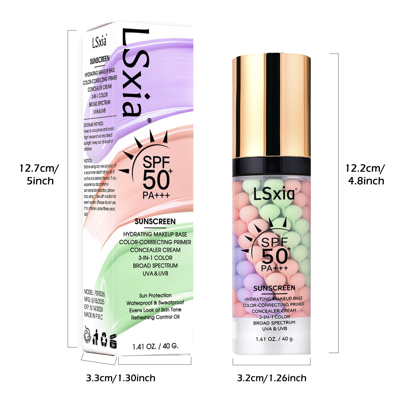 LSxia 3 in 1 primer color correcting concealer demonstrating redness neutralization