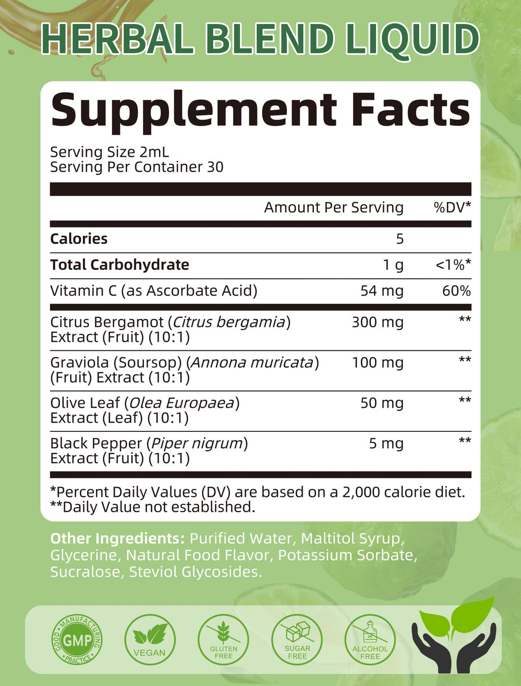 Lukaree 2 fluid ounce bottle displaying 6-in-1 herbal formula ingredients