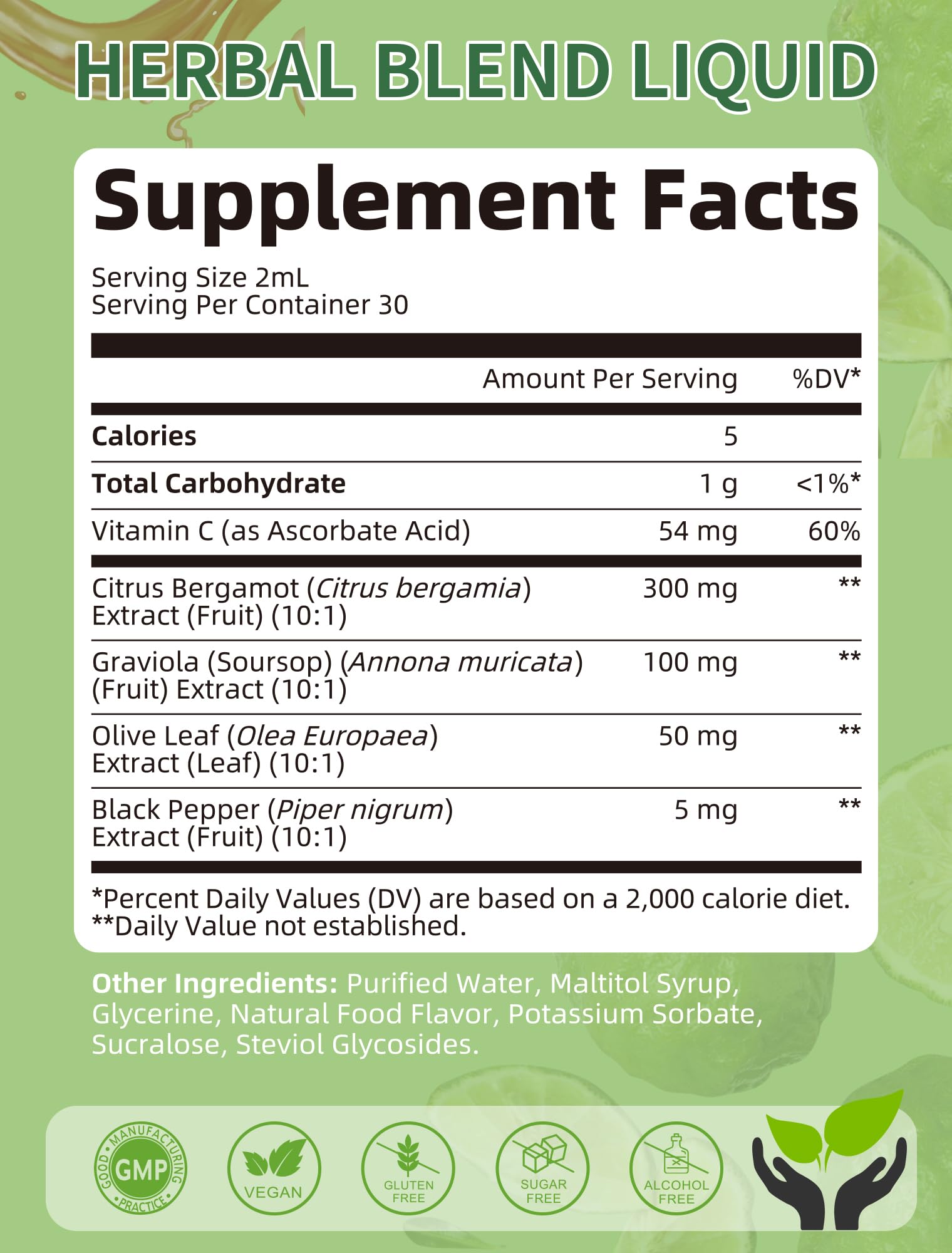 Lukaree 2 fluid ounce bottle displaying 6-in-1 herbal formula ingredients