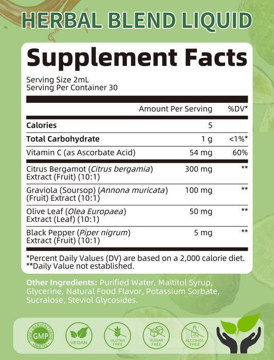 Lukaree 2 fluid ounce bottle displaying 6-in-1 herbal formula ingredients