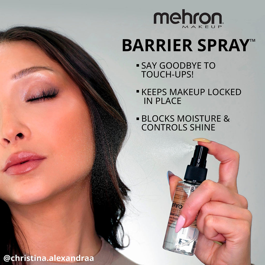 Mehron Makeup Barrier Spray pump dispenser close up