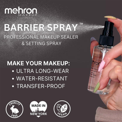 Side profile of Mehron 60 milliliter makeup barrier spray