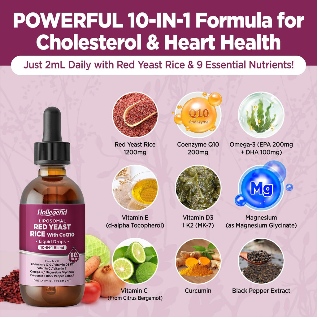 Hollegend Liposomal Red Yeast Rice liquid supplement dropper demonstration
