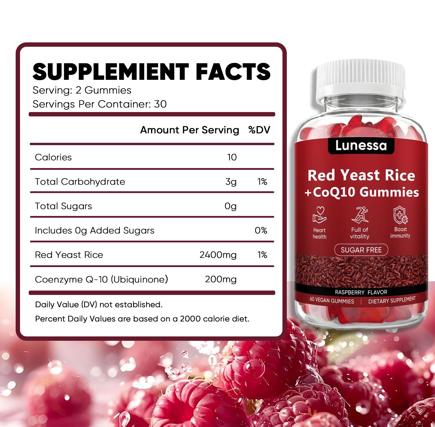 Two bottles of Submetic Lunessa heart health gummies