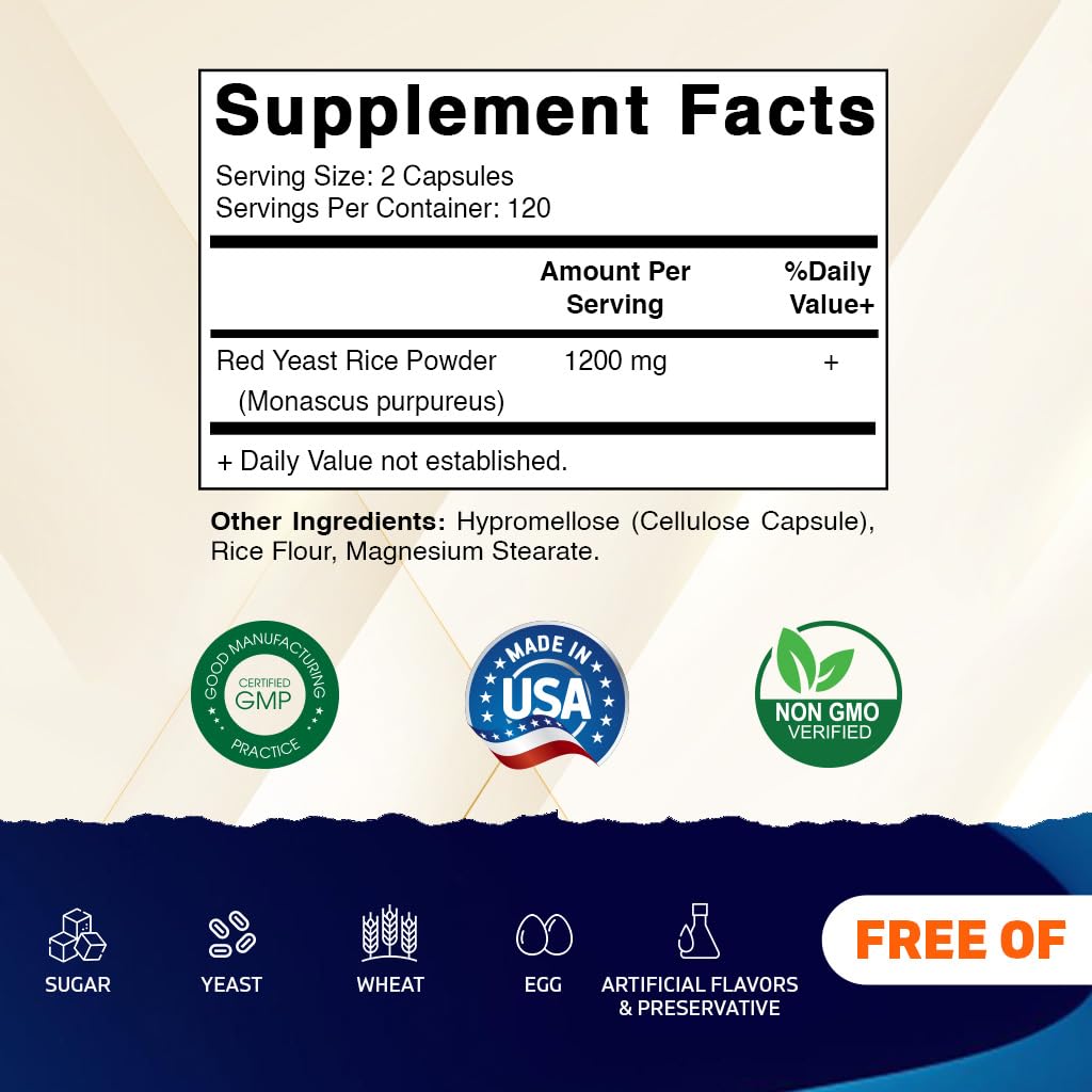 Vitamatic Red Yeast Rice 240 capsule bottle label