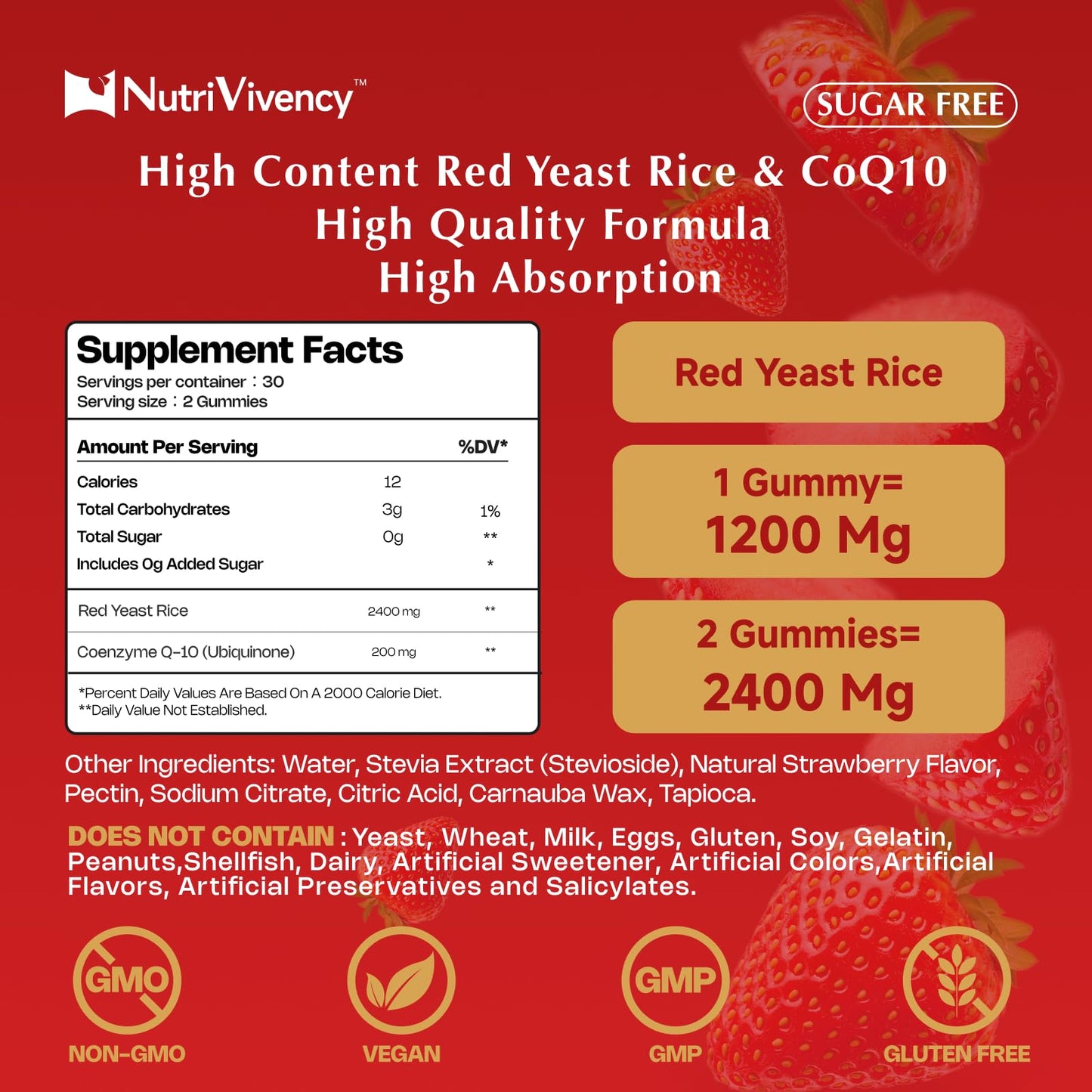 Close up of strawberry flavored heart health gummies