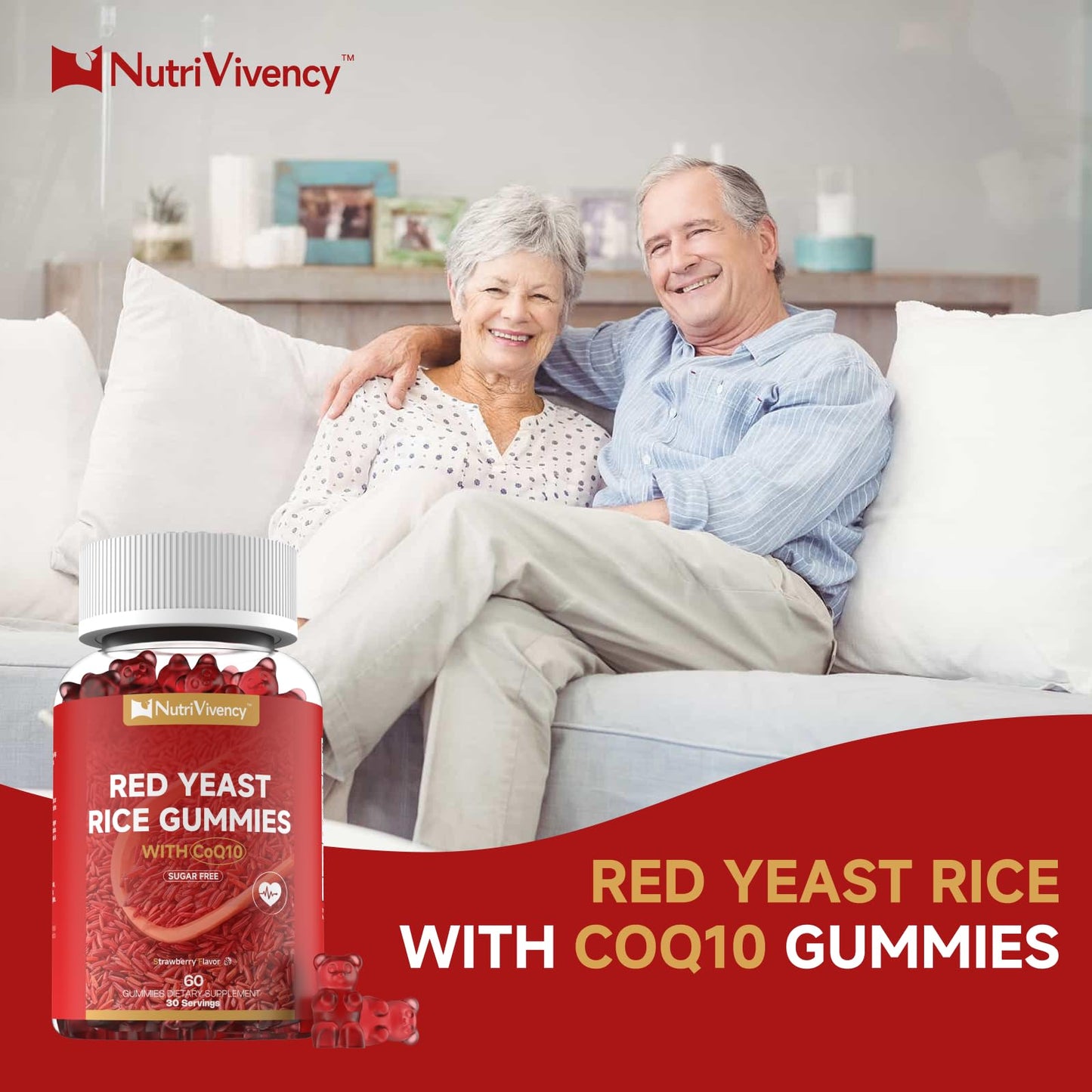 Lifestyle shot of red yeast rice gummies for heart health