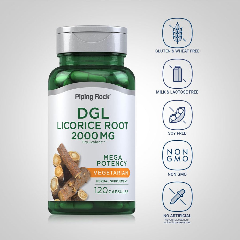 Side profile of Piping Rock Licorice Root digestive support bottle