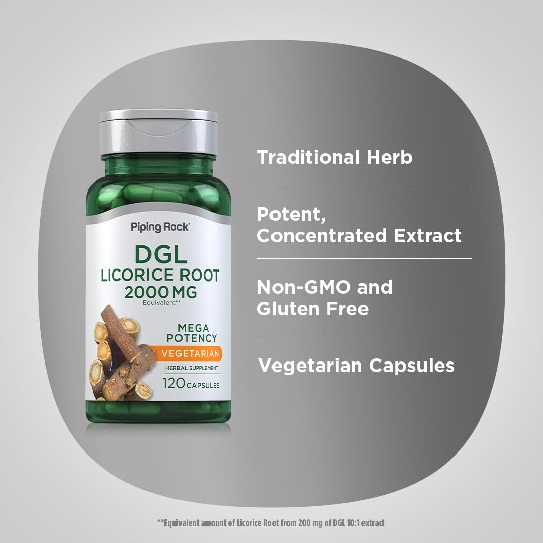 Piping Rock DGL Licorice Root herbal extract bottle ingredients back view