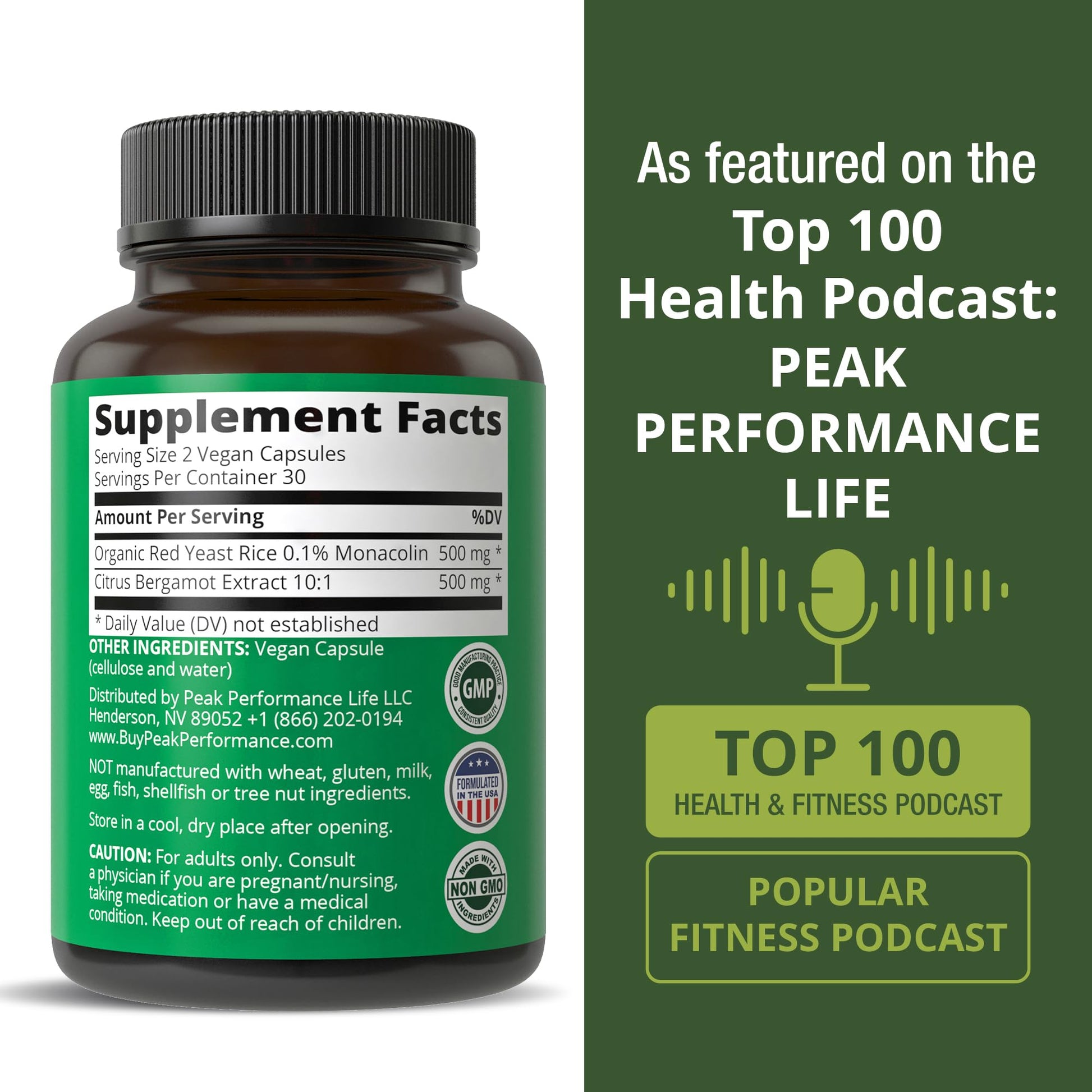 Clean plant based capsule presentation of premium imported daily cardiovascular health supplement.