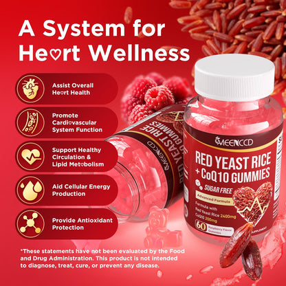 Meenccd Red Yeast Rice and CoQ10 Gummies side view showing ingredients