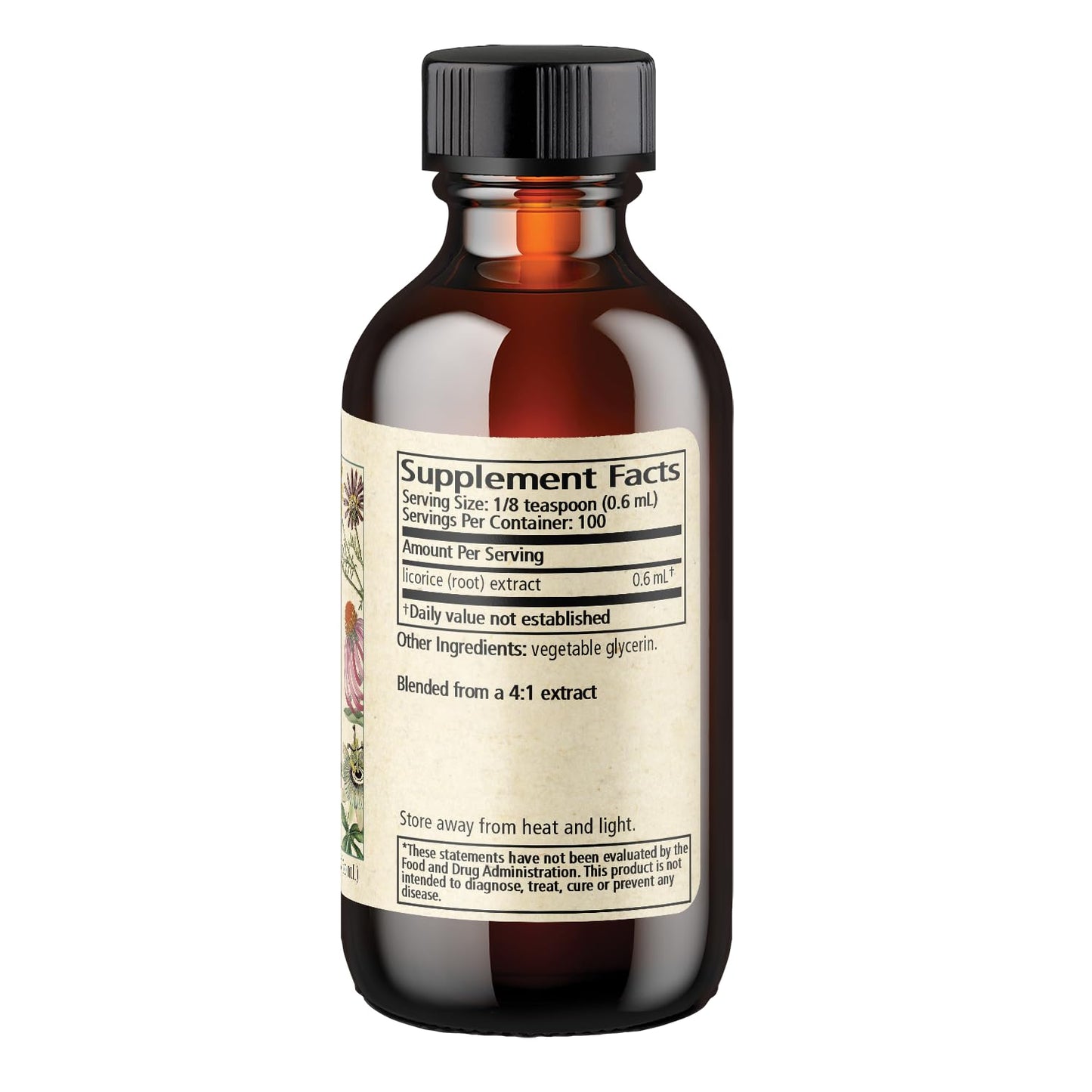 Wise Woman Herbals Licorice Botanical Syrup bottle size 2 fluid ounces