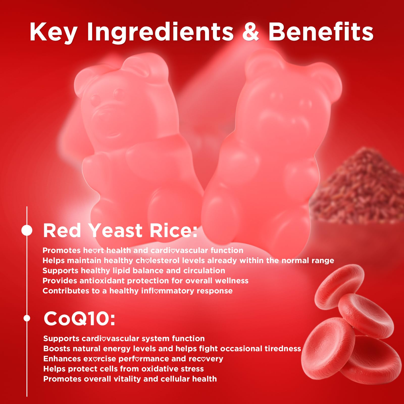 Meenccd Red Yeast Rice and CoQ10 Gummies serving suggestion
