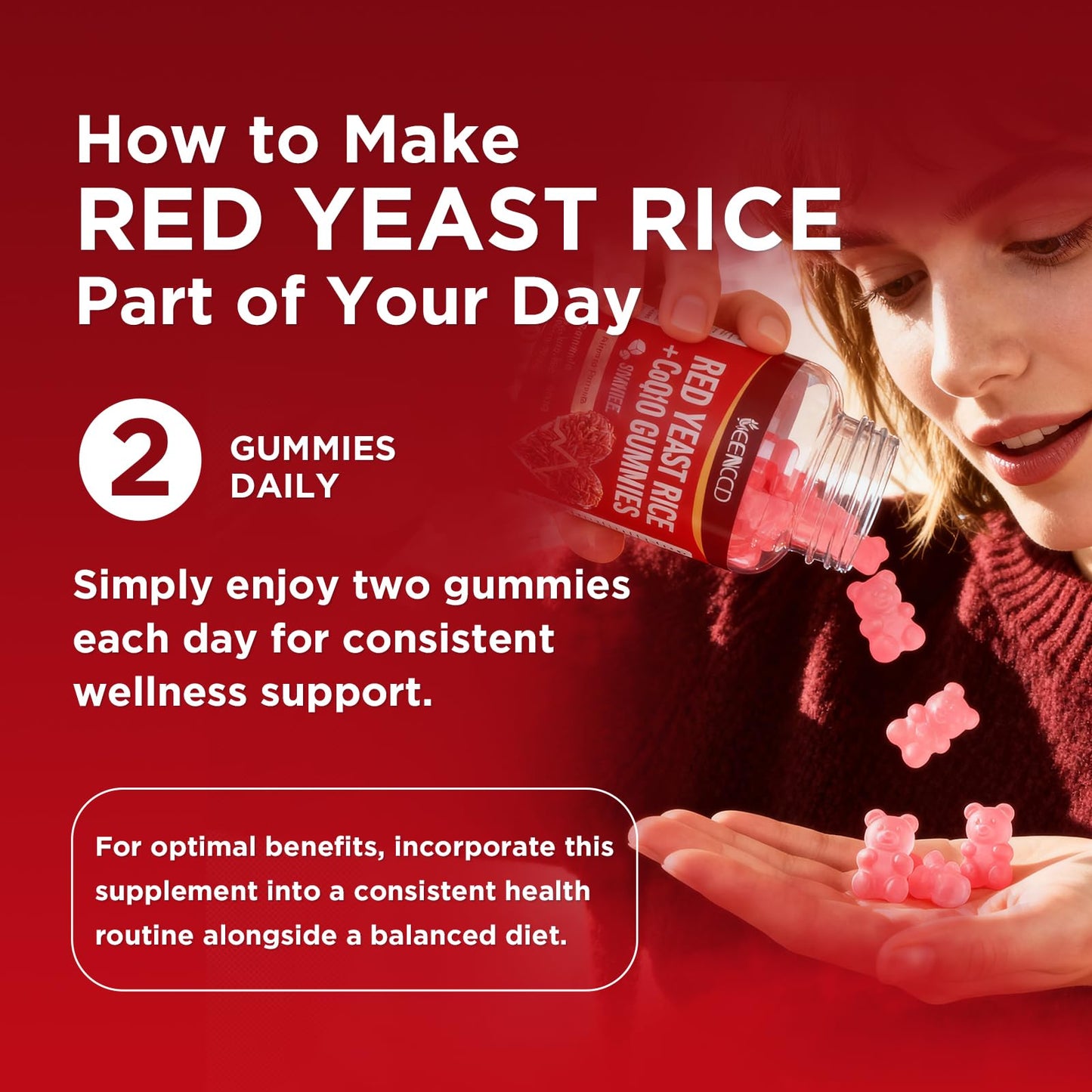 Meenccd Red Yeast Rice and CoQ10 Gummies bottle cap and seal
