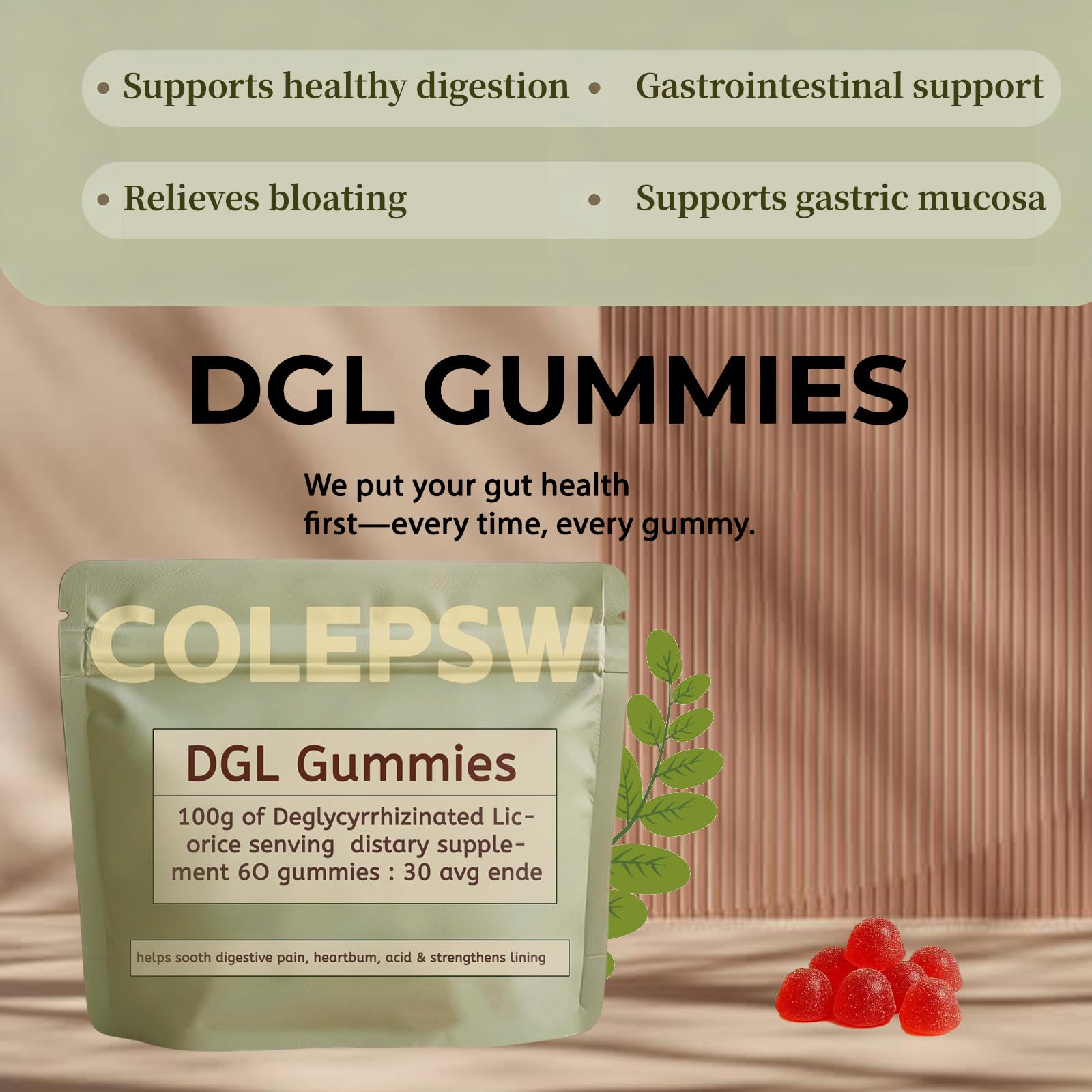 COLEPSW Vegan Berry Flavor Licorice Gummies Nutritional Label And Ingredients
