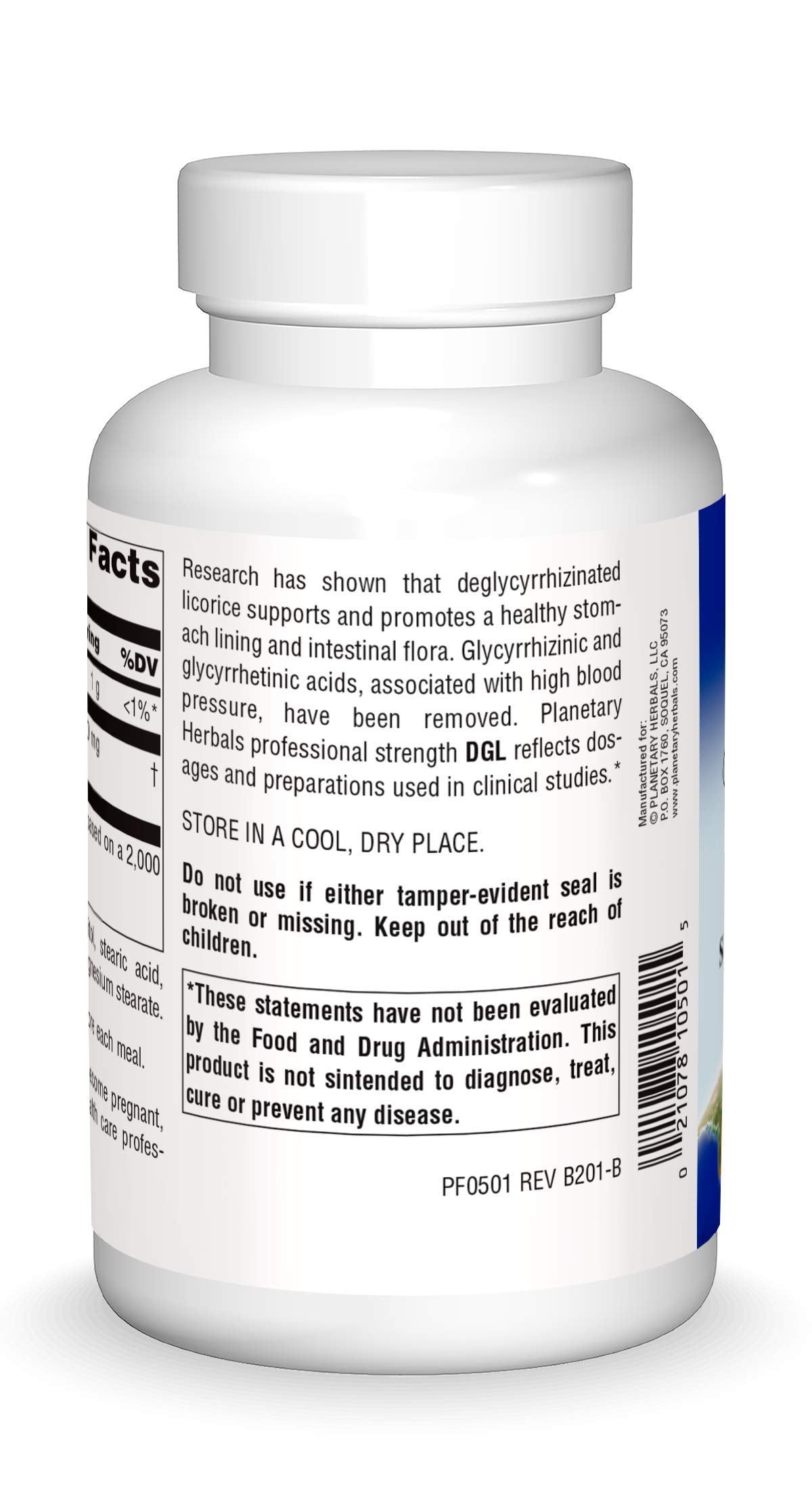 Planetary Herbals DGL Licorice bottle showing 380 mg dosage