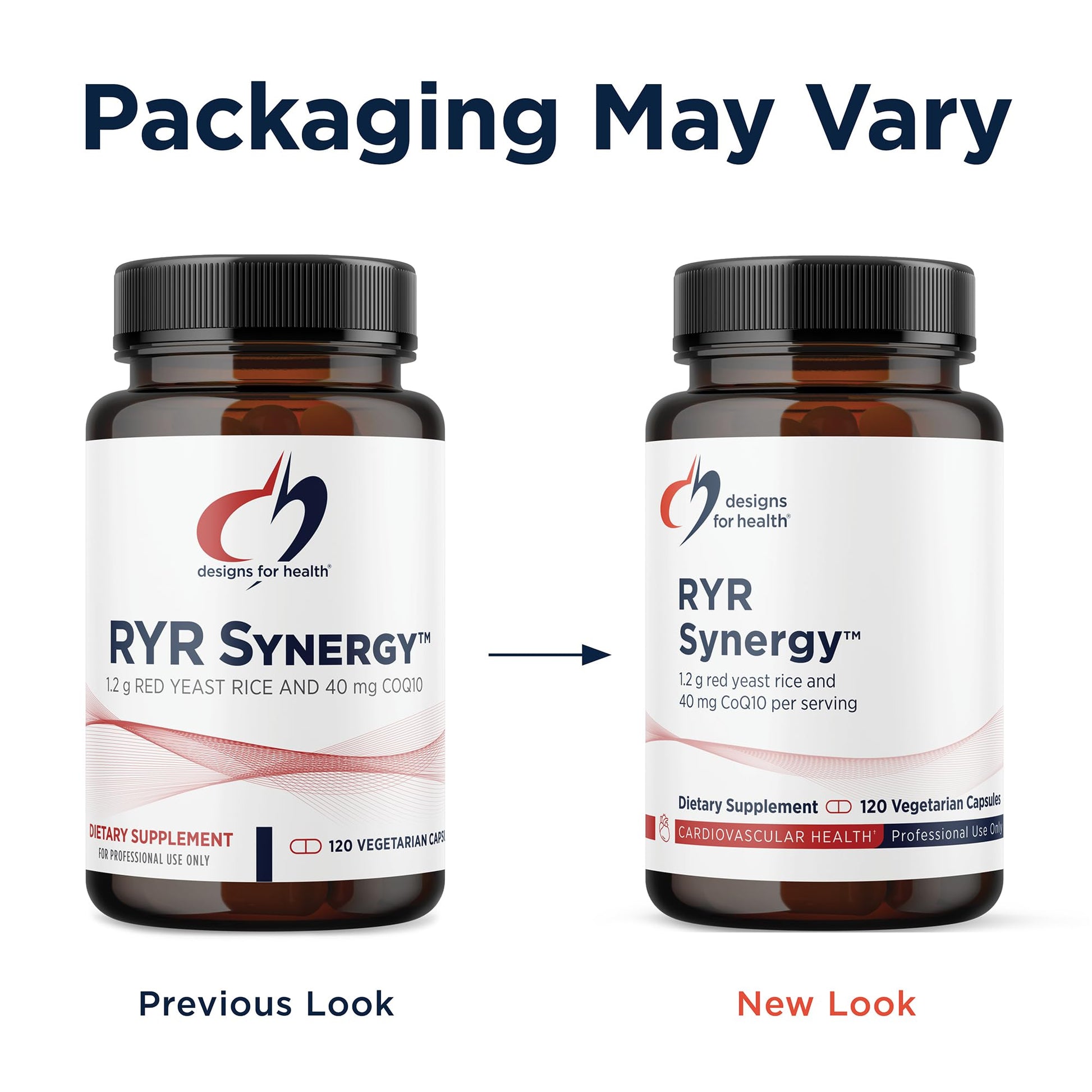Designs for Health RYR Synergy vegetarian capsules container showing directions.