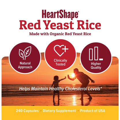 HeartShape Red Yeast Rice organic heart health dietary supplement premium bottle packaging