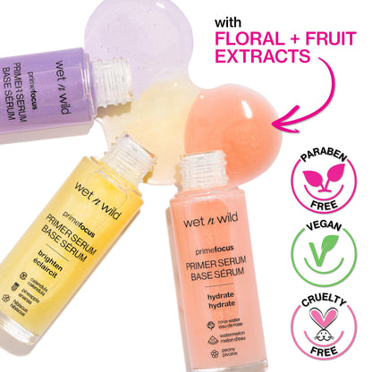 Close up of Wet N Wild Prime Focus serum bottle label