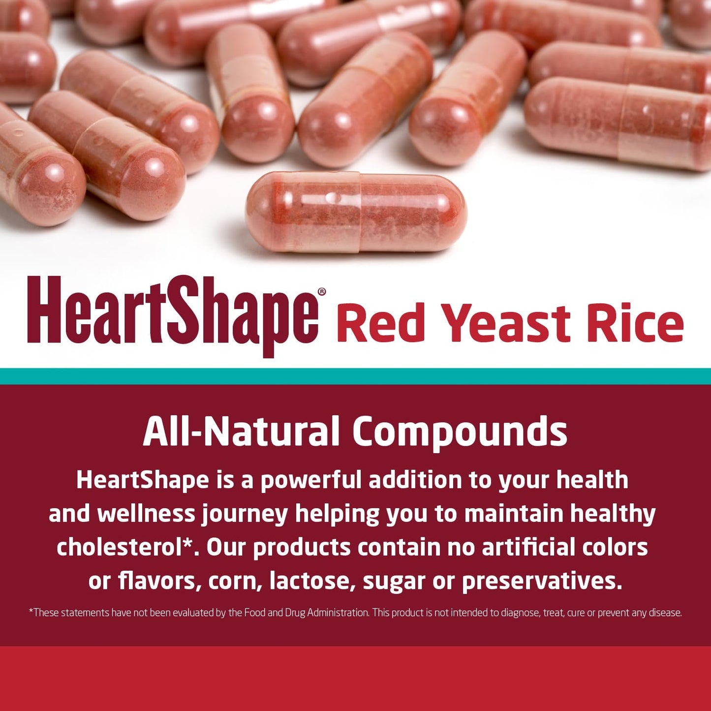 HeartShape organic red yeast rice 240 count dietary supplement side panel