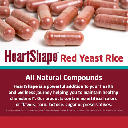 HeartShape organic red yeast rice 240 count dietary supplement side panel