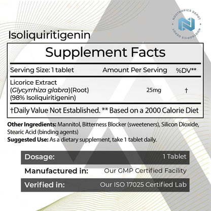 Nootropics Depot Isoliquiritigenin supplement facts label