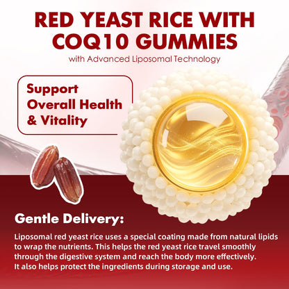 Close up of red yeast rice and CoQ10 vegan gummy texture