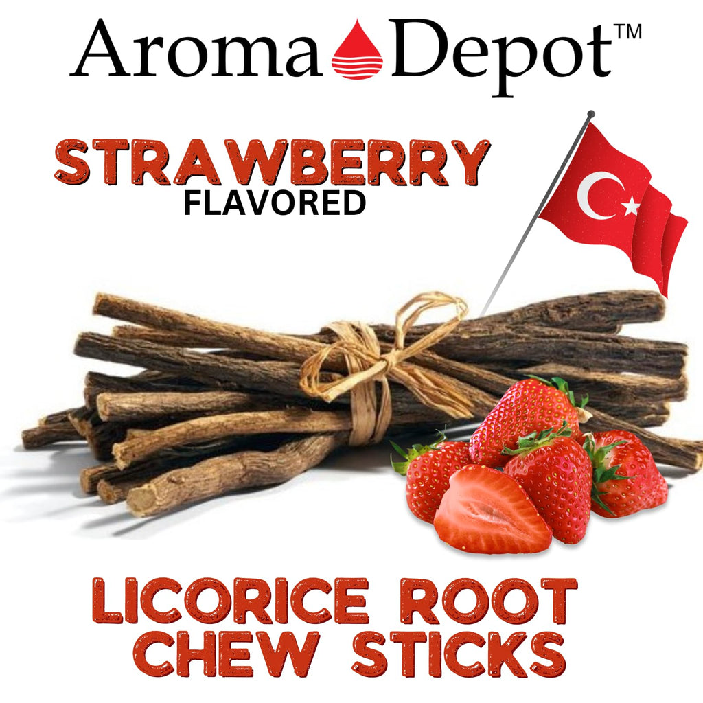 Natural Glycyrrhiza glabra sticks with strawberry infusion
