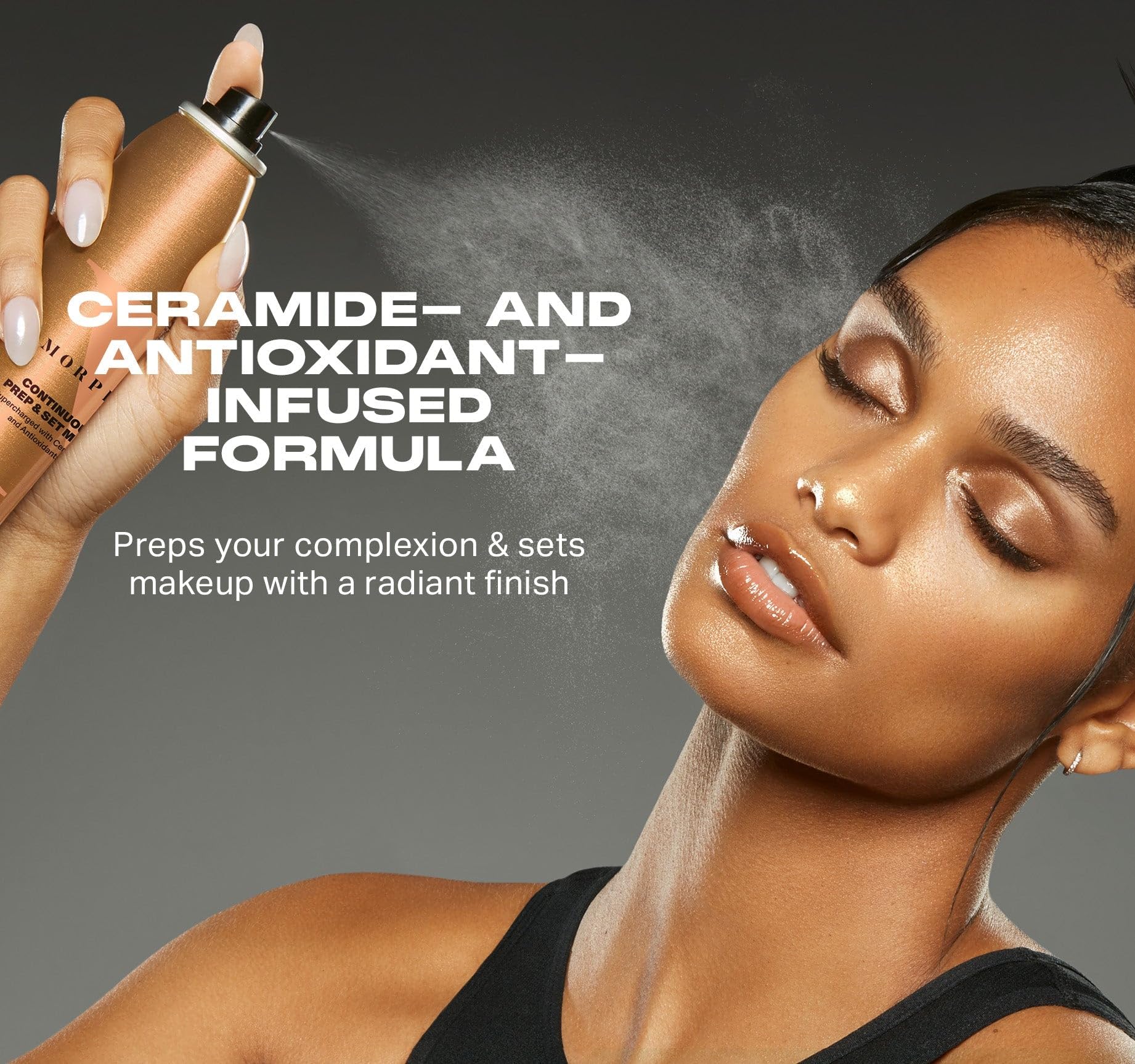 Back label of Morphe Continuous Prep And Set Mist Plus