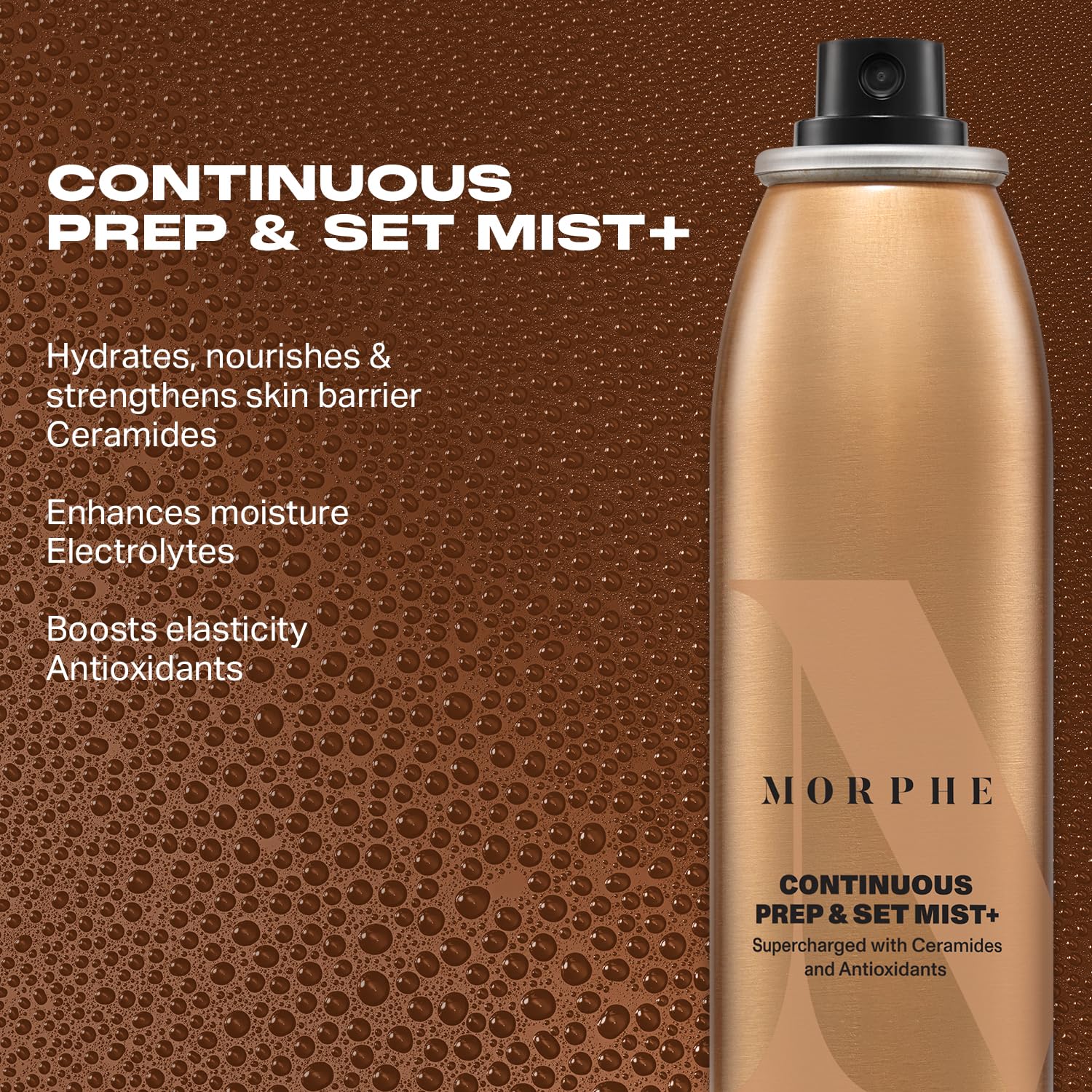 Morphe setting spray applied to skin texture
