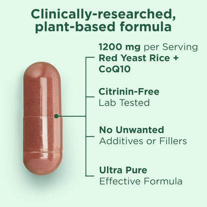 Side view of Yuve vegan high potency red yeast rice cholesterol supplement packaging