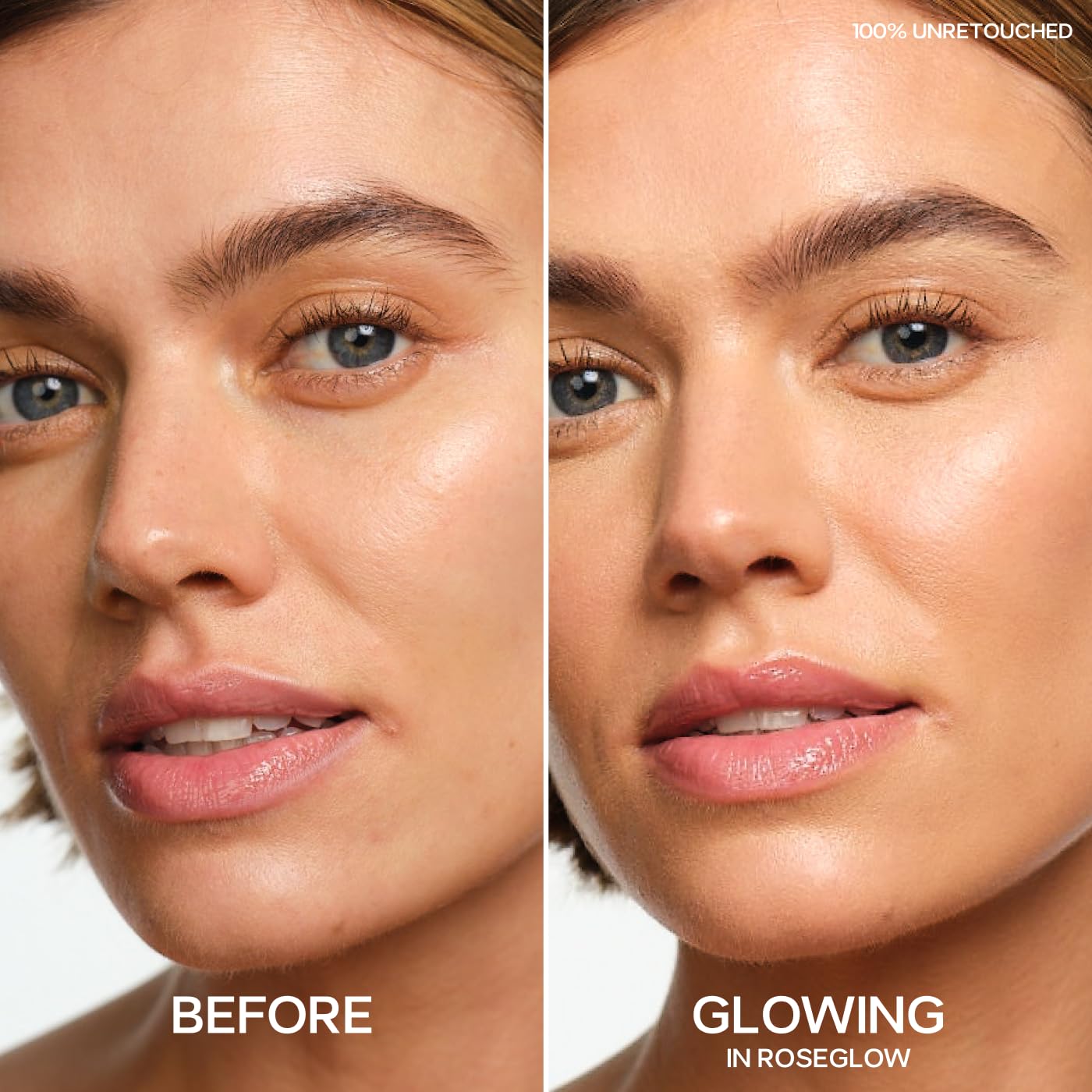 Saie Glowy Super Gel applied as a dewy makeup primer