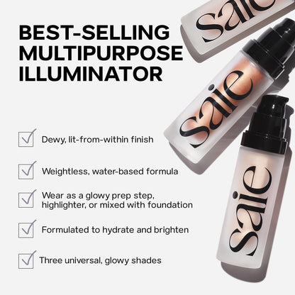 Comparison of Saie Glowy Super Gel shades including Roseglow