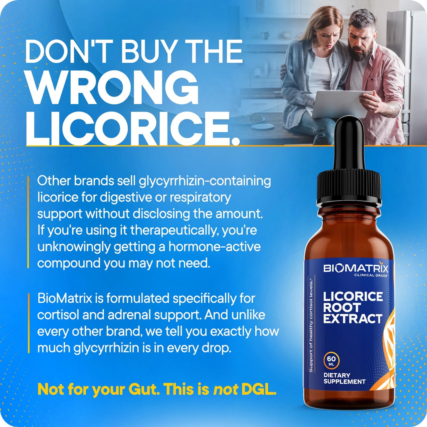 Top view of BioMatrix Licorice Root Extract dropper bottle
