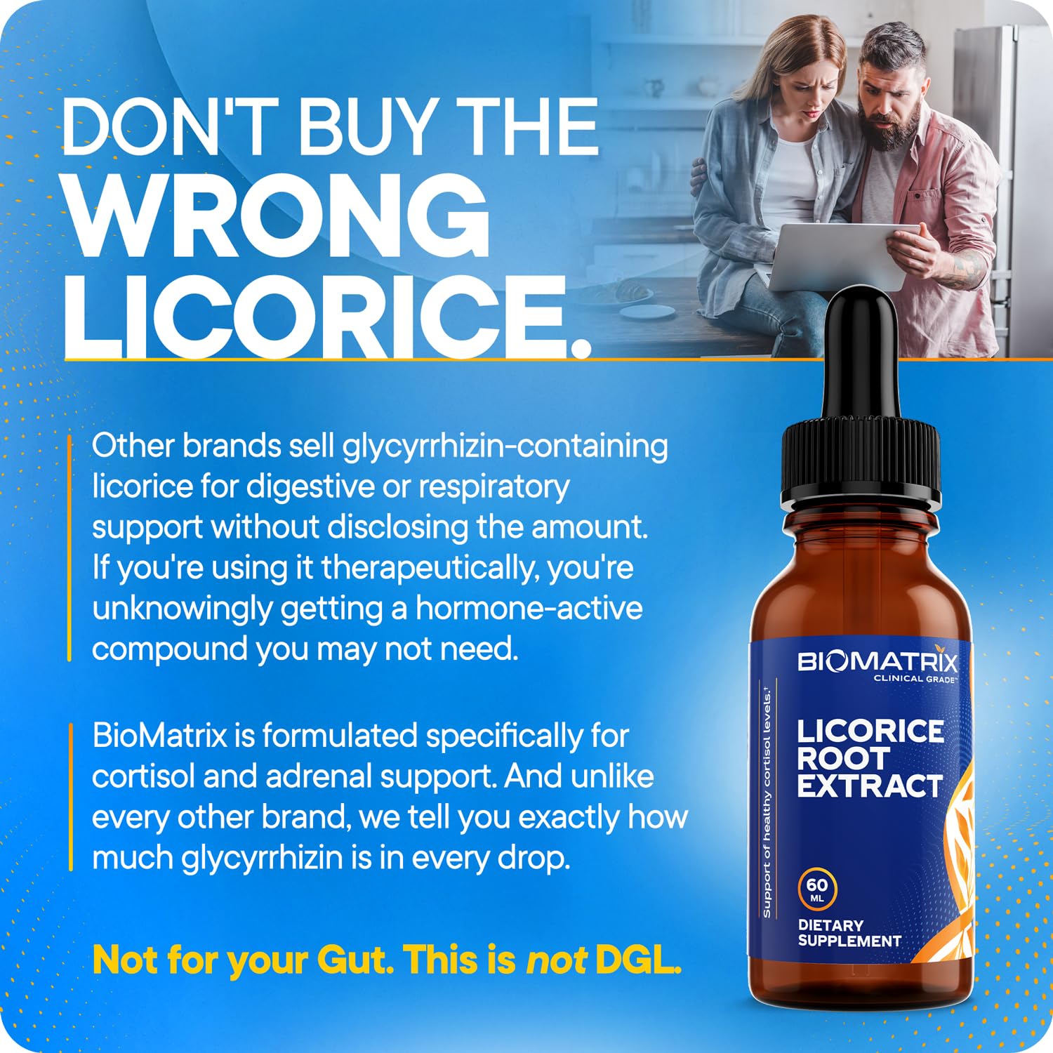 Top view of BioMatrix Licorice Root Extract dropper bottle