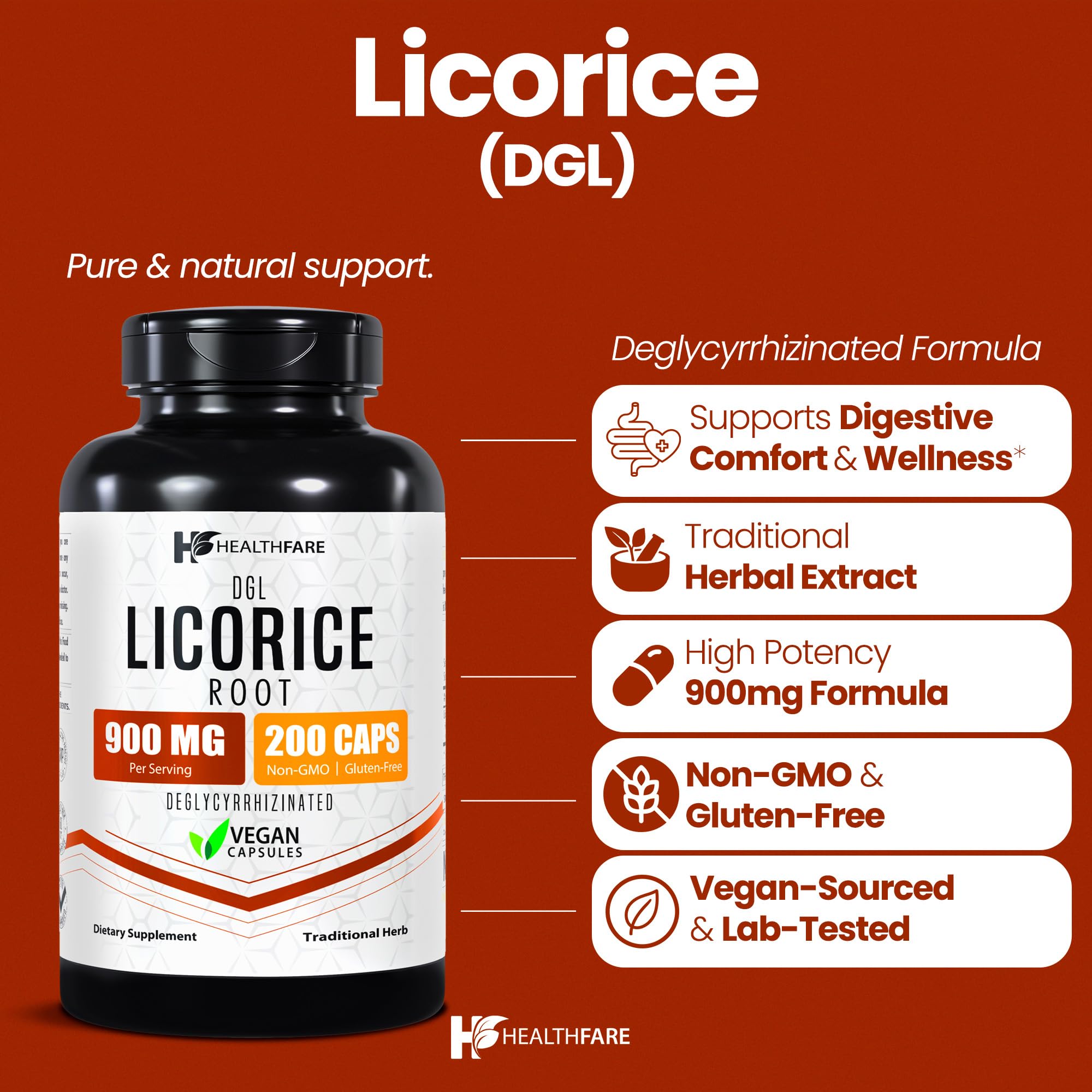Healthfare DGL Licorice Root supplement label dietary information