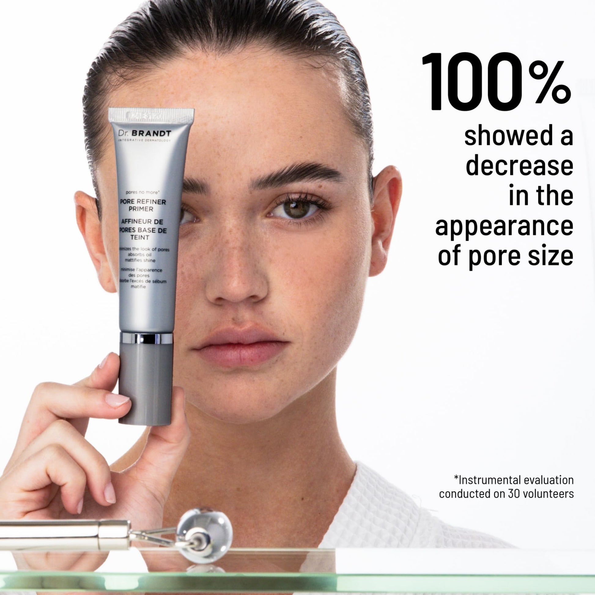 Dr. Brandt Pores No More primer tube and cap details