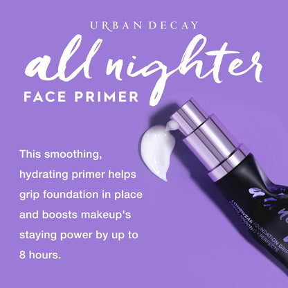 Urban Decay All Nighter face primer application on skin