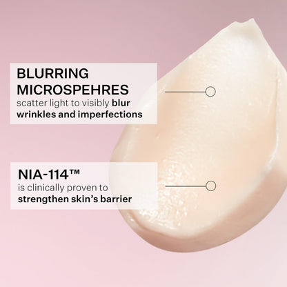 Strivectin Line Blurfector primer applied on hand showing blurring effect