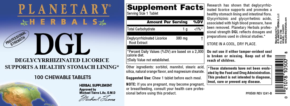 Planetary Herbals DGL Licorice side view with count details